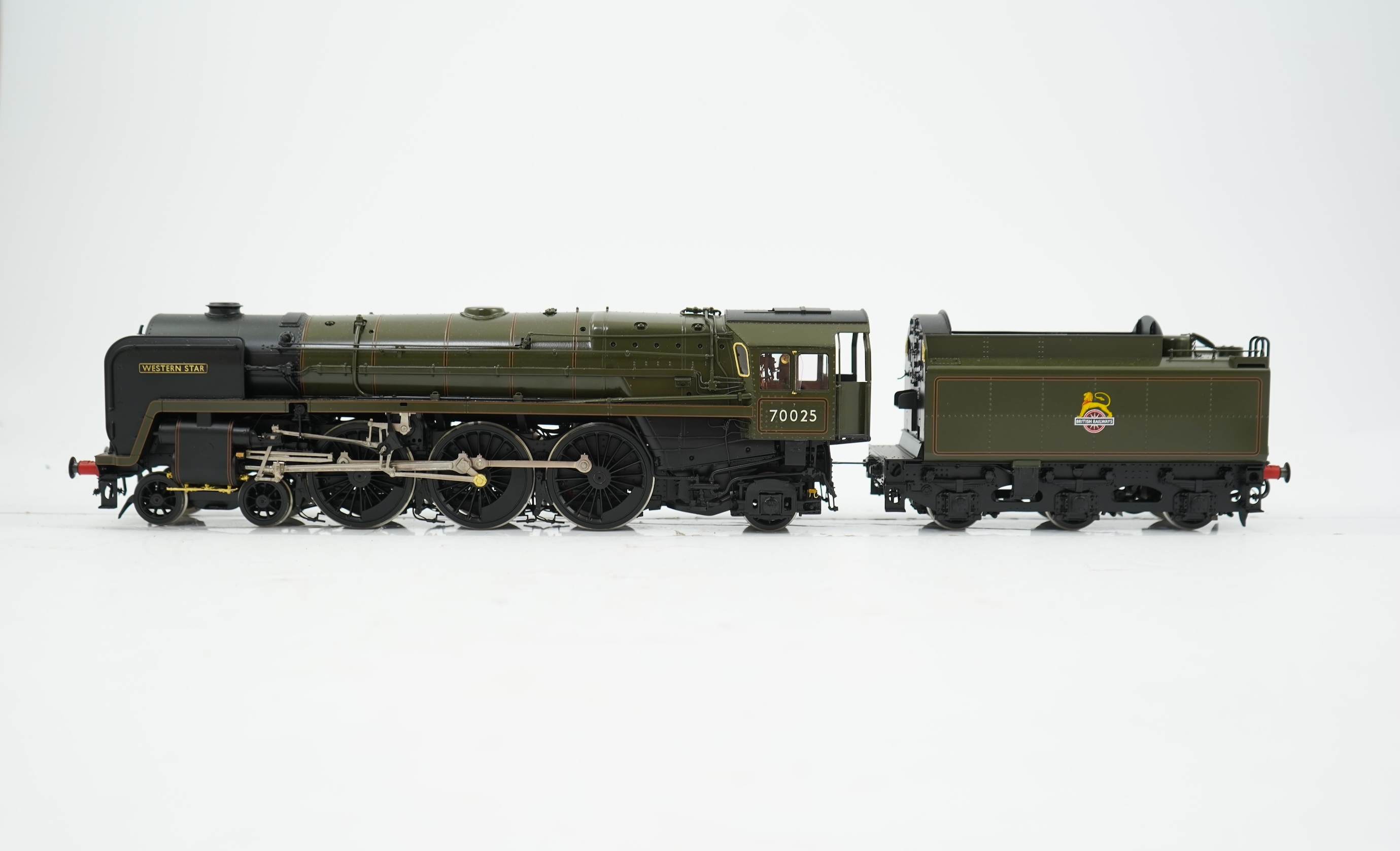 An 0 gauge Masterpiece Models model of BR Britannia Class (Standard Class 7), Western Star, 70025, 4-6-2 tender locomotive, powered for two rail operation, with original box.